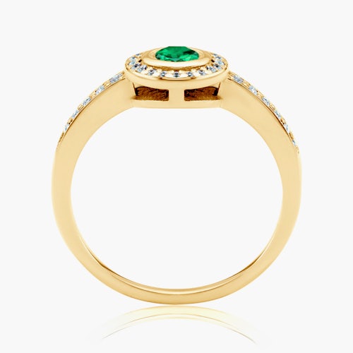 Pierścionek Secret Garden: złoty, szmaragd